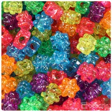 BeadTin Sparkle 13mm Flower Pony Beads (250pcs) - Color choice