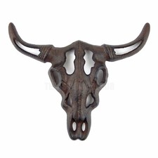 Heavy Duty Cast Iron Metal Longhorn Steer Cow...