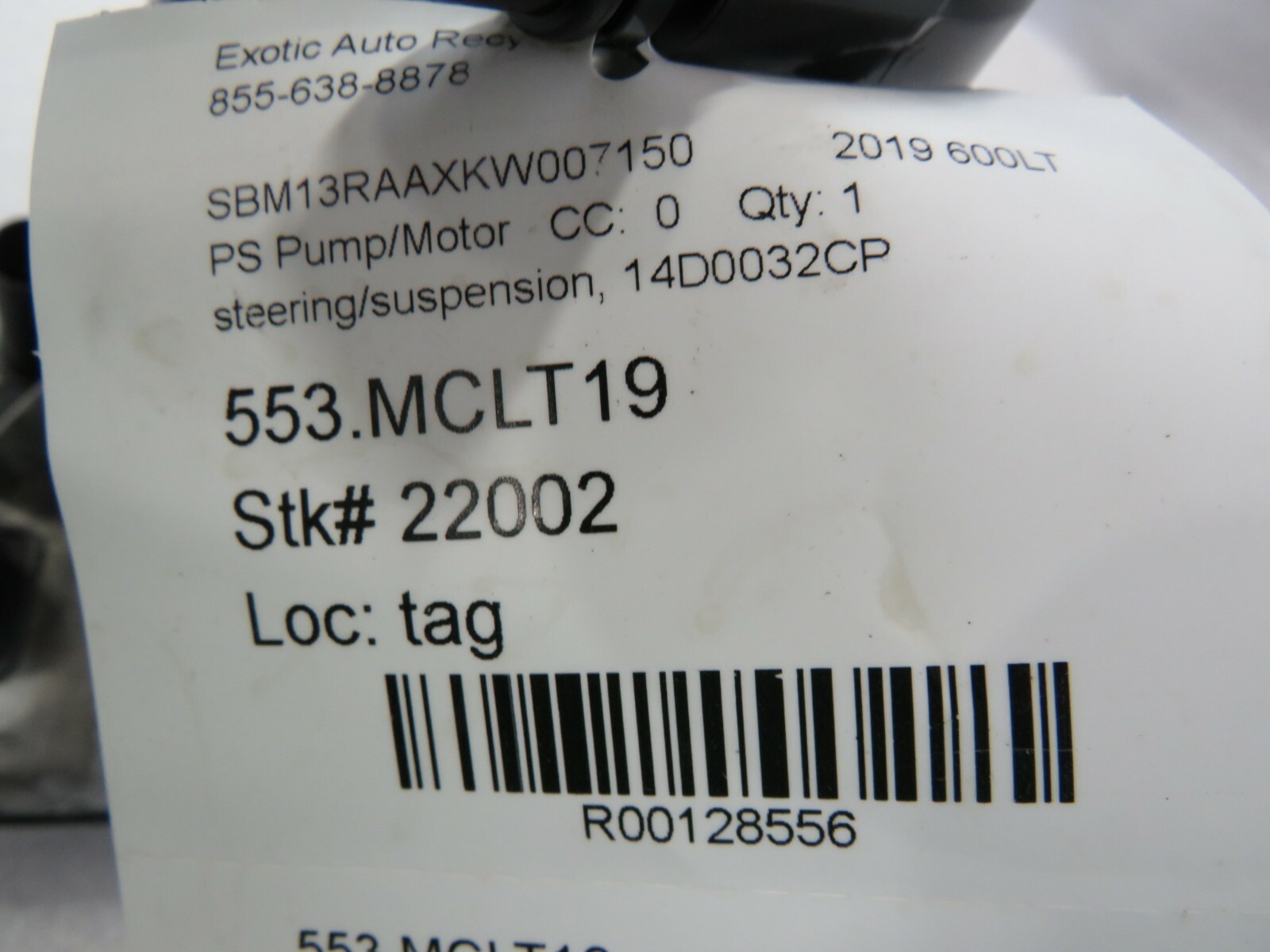 Mclaren 600LT, Suspension Compressor Pump, Used, P/N 14D0032CP