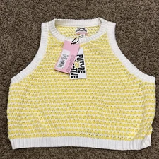 future collective alani noelle Cotton Yellow Crop Top NWT B27