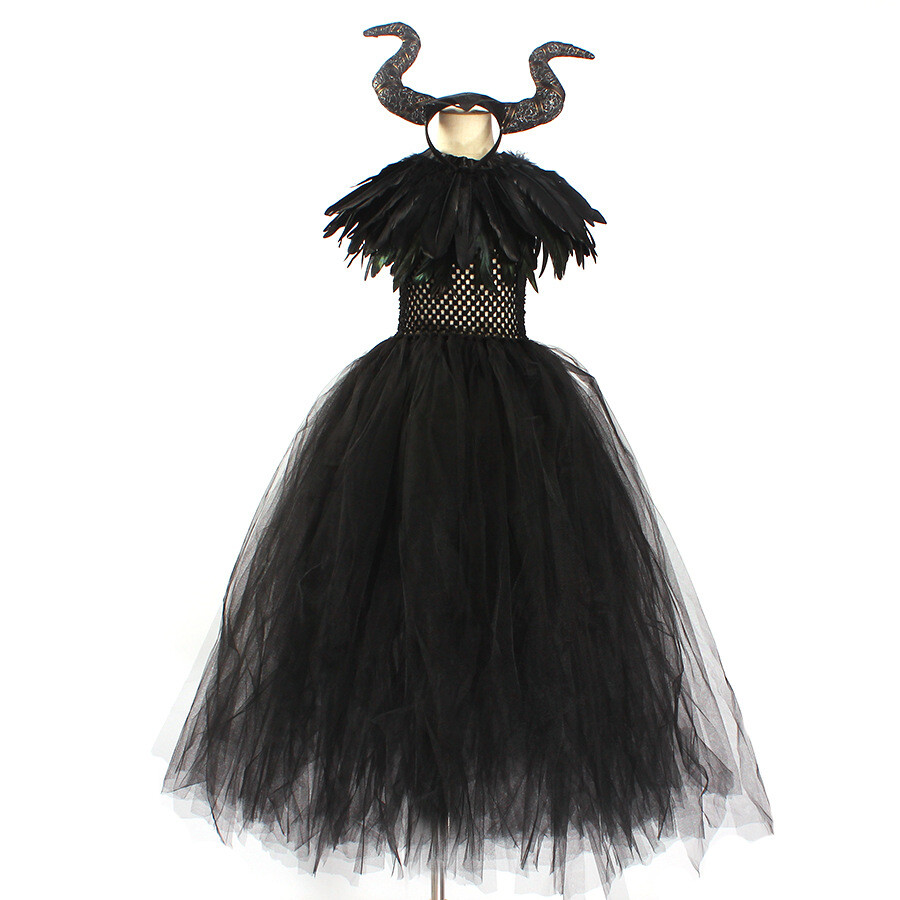 Halloween Witch Maleficent Devil Dress Cosplay Costume Tutu Kid's Girls' main image 0