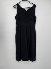 Charter Club Black Sleeveless V Neck Faux Wrap Empire Waist Midi Dress Size 10