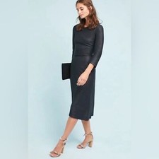 Anthropologie Akemi Kin Black Tegan Knit Shimmer Metallic Dress Size XS