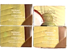 4 NEW Small Guest Soap Bars Bath Body Works Rainkissed Leaves Coconut Verbena