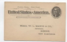 1894 preprinted postal card unmailed W.L. Mason & Co. french pens [SR.171]
