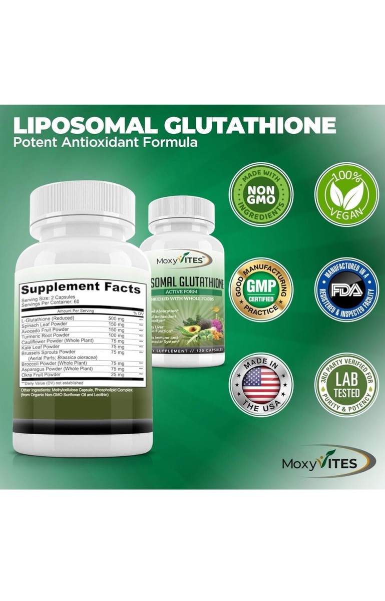moxyvites liposomal glutathione supplement Sale!!! MoxyVites Liposomal Glutathione Supplement 500mg - Antioxidant -  120