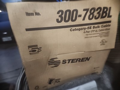 STEREN CAT 5E Bulk Cable 4 Pair  UTP UL Cable Blue 1000' Box