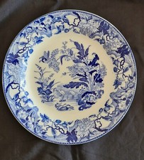 Ancienne Assiette Collection Wedgwood  XIX Ème Blue  Grues Feuilles Oiseaux 