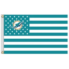 Miami Dolphins 3x5 Foot American Flag Banner New