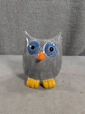 Cute Owl Ceramic Piggy Coin Bank Hand Painted 5  Tall - Missing Stopper 