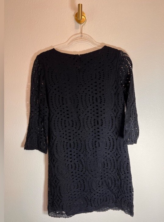 j crew lace shift dress J Crew Collection Open Back Lace Shift Dress Sz 2 LBD Black Lined Knee Length