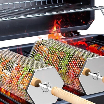 Rolling Grillkorb mit Holzgriff - Der ideale Begleiter für BBQ-Partys im Freien