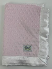 COZY BABY Pink White Plush Minky Dot Satin Lovey Blanket
