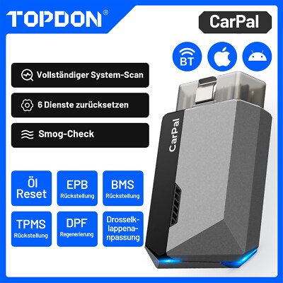 HOT TOPDON CarPal KFZ OBD2 Diagnosegerät 6Services Alle System Bluetooth Deutsch
