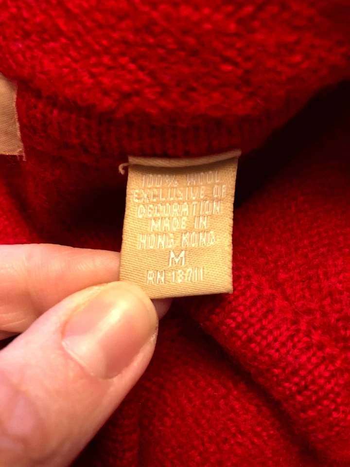 Cárdigan Suéter Kate Hill Rojo Lana Regalos Navidad Arcos Bordados Abotonados M Foto 4 de 4