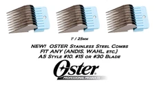 3 OSTER STAINLESS STEEL 25mm 1"Blade ATTACHMENT COMB*Fit A5 A6,Andis AGC Clipper