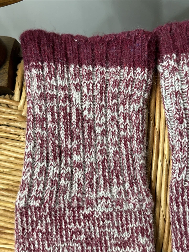 VTG Cross Country Ski Socks Wool Blend Long Knee High Red & White Unisex Winter - Image 2 of 4