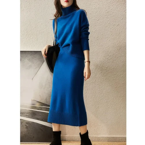 Autumn suit skirt 2 piece skirt set women winter sweater 2 piece outfit Sweater - Picture 20 of 28