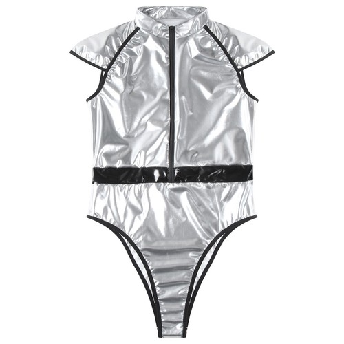 Herren Wetlook Metallic Catsuit Overall mit Handschuhe Stringbody Alien Kostüm - Bild 33 von 49