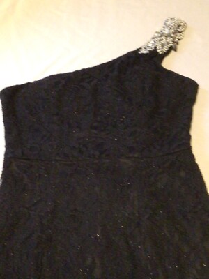 City Triangles One Shoulder Cocktail Prom Dress~Short~Black Lace Sparkle~11~VGC  | eBay