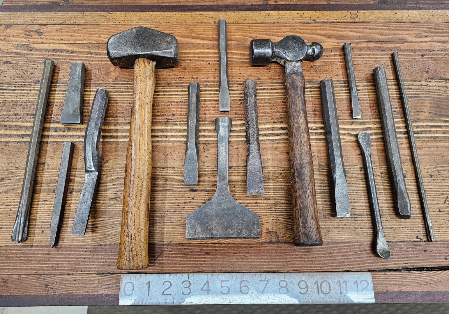 Rare VINTAGE STONE Carving CHISELS Sculpting Hammer MARBLE Sculptor