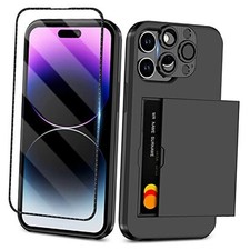 Case Wallet Hybrid 14 Pro Protective Case with Card for iPhone 14 Pro Black