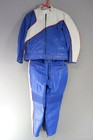 VINTAGE BLUE SWIFT LEATHERS OF NORTHAMPTON 2 PIECE BIKER SUIT CHEST 40/WAIST 32