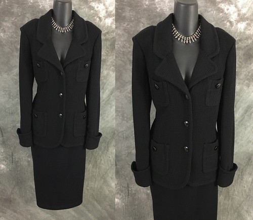 BEAUTIFUL St John jacket knit black caviar suit blazer size 10