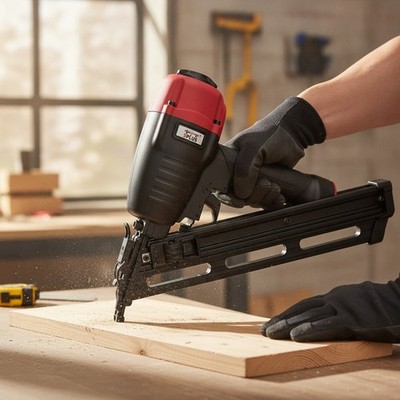 15-Gauge Angled Finish Nailer - Safety Features & Adjustable Depth Control