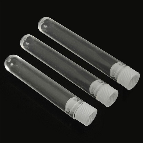 20Pcs Clear Plastic Test Tubes Vials w/ White Cap Stoppers Lab Teaching Supplies - Afbeelding 8 van 9