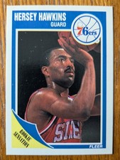 HERSEY HAWKINS, 1989-90 FLEER ROOKIE SENSATION #117, 76ers