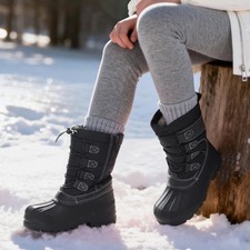 Youth Boys Girls Winter Snow Boots Zip Outdoor Knee High Warm Lined Ski Boot