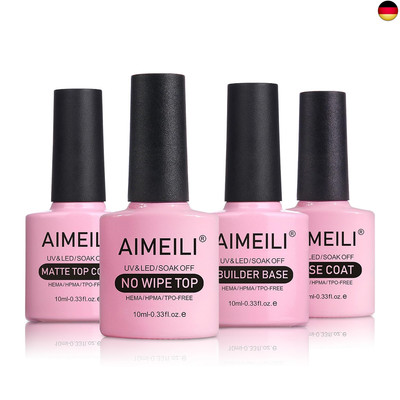 AIMEILI UV Nagellack Base und Top Coat Matt Top Coat Builder Base Gel Set,