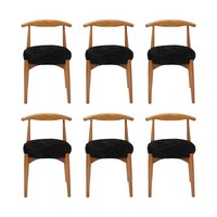Luxus Esszimmer Holz 6X StüHle Braun Ohne Armlehne Design Gepolsterter Stuhl