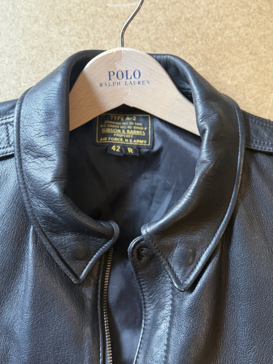GIBSON & BARNES TYPE A-2 レザージャケット Gibson & Barnes US Army Type A-2 Leather Bomber Jacket Black | eBay