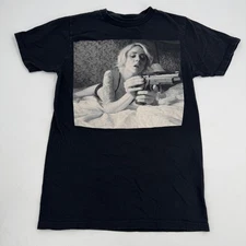 FUN Artists Graphic T Shirt Woman with Gun Black Printed in California Small