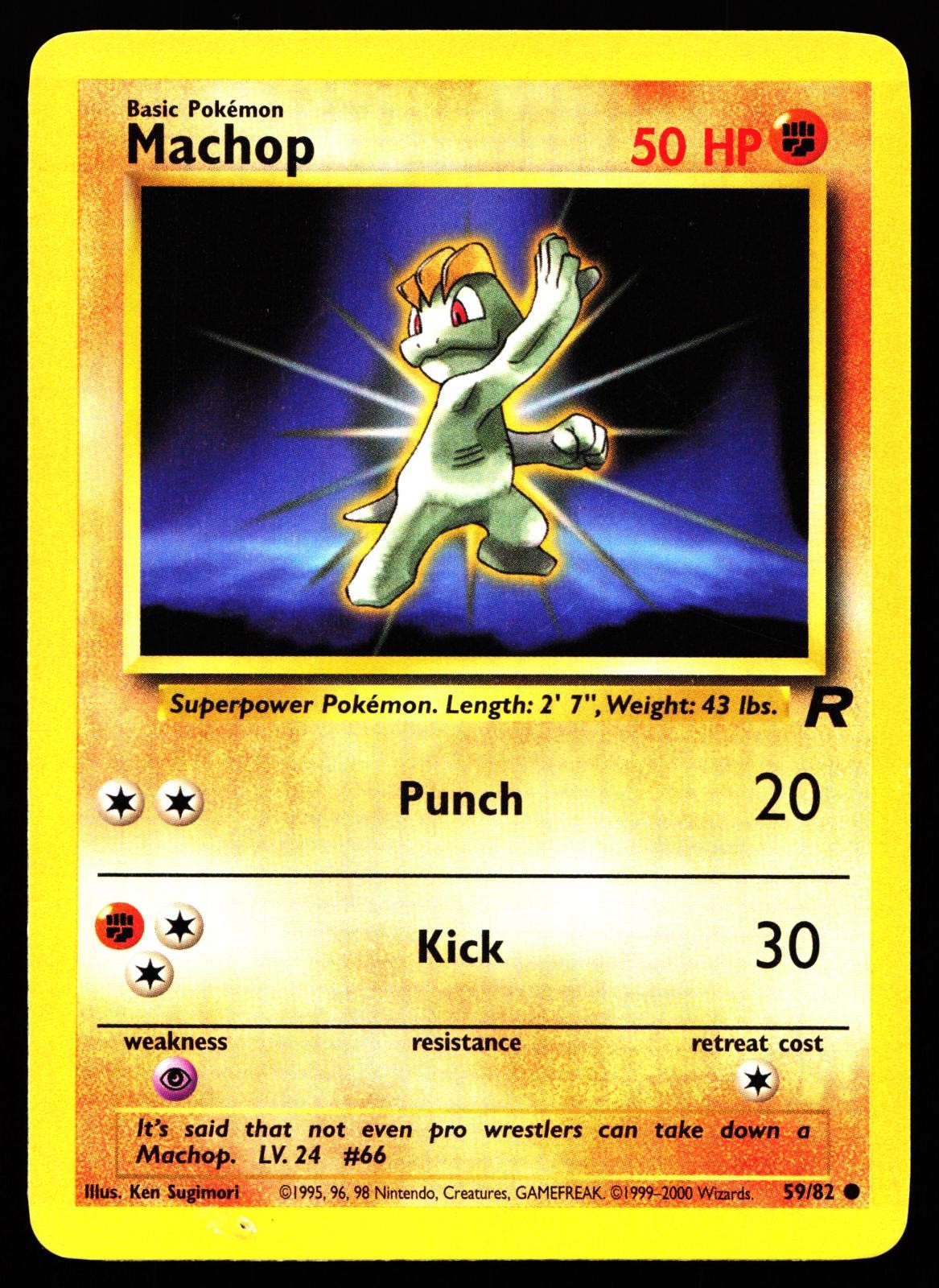 MACHOP 59/82 COMMON TEAM ROCKET POKEMON HP