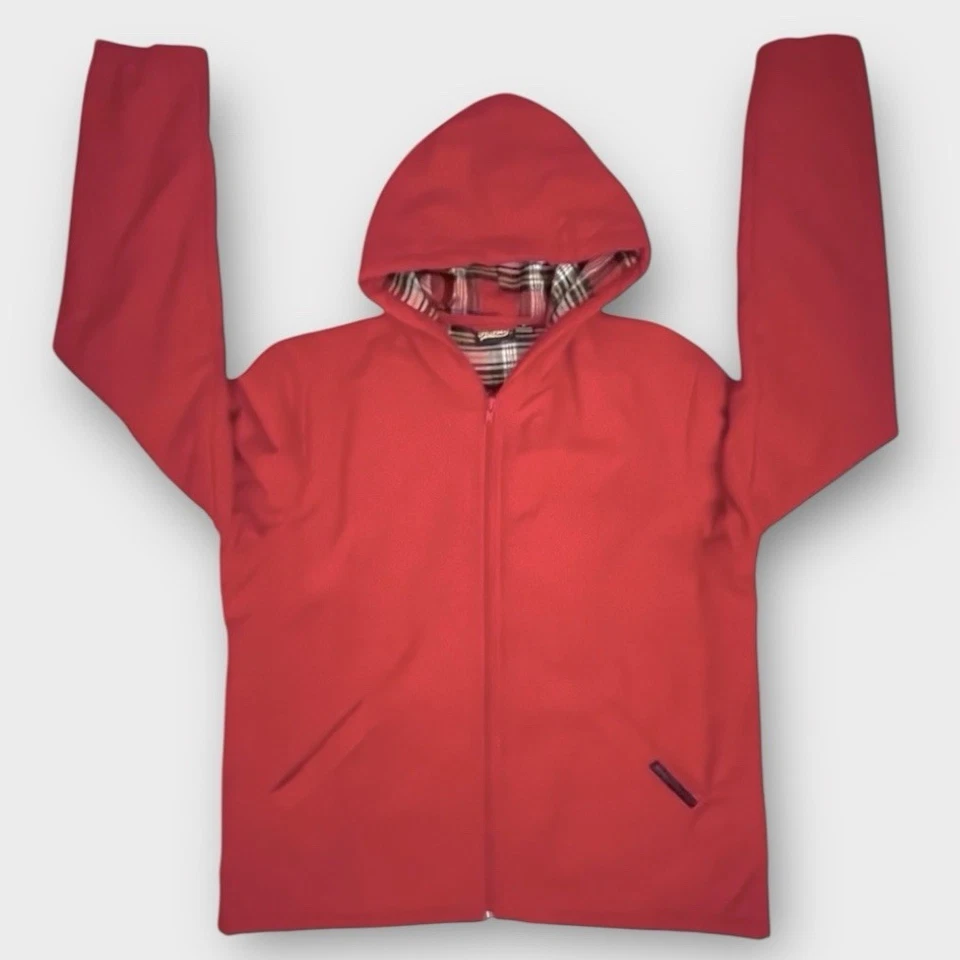 Chaqueta Hurley Vintage Mujer Mediana Rojo Franela Cuadros Abrigo Con Capucha Navidad Y2K Foto 2 de 4