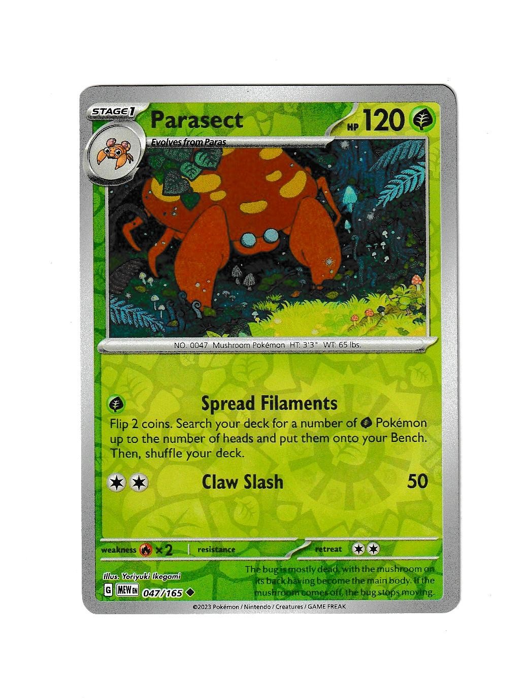 PARASECT 047/165 REVERSE HOLO UC 151 NM POKEMON