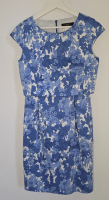 WEEKEND Max Mara Kleid Midi Sommerkleid Gr. 36 Blau/Weiß Cotton Neuwertig