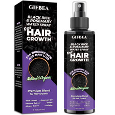 GIFBEA Black Rice Water Hair Growth Serum Spray, 5oz, Biotin  Castor Oil  USA