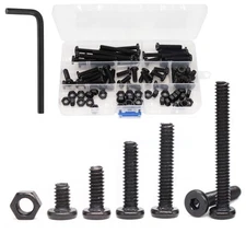 80pcs 1/4"-20 Black Hex Socket Cap Screws and 1/4"-20 Hex Nuts Assortment Kit...
