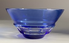 Kristall Schale Überfang Kobalt Blau; DDR; Geschliffen; 60er; D13.5cm, H7cm