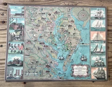 TWO Laminated Vtg Placemats Chesapeake Bay-National Brewing Company-Natty Boh