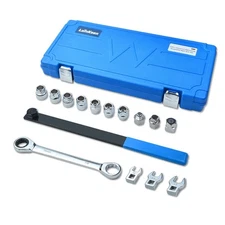 LainKeen 15pcs Serpentine Belt Tool Set Ratcheting Wrench Socket Tensioner Kit