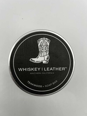 Whiskey & Leather Teakwood Soap Bar 7oz Sand + Fog New Metal Tin