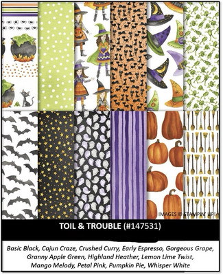 Stampin Up TOIL & TROUBLE (24) Sheets 6x6 Designer Series Paper DSP! Halloween