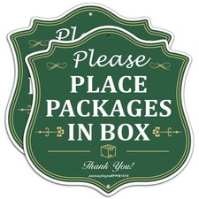2 PCS 10x10 Inch Please Place Packages In Box Signs Aluminum Deliveries