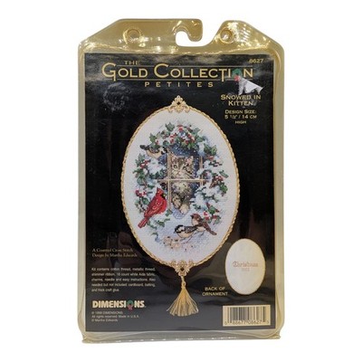 Vtg Dimension Gold Collection Petites Snowed in Kitten Cross Stitch 8627 Petites