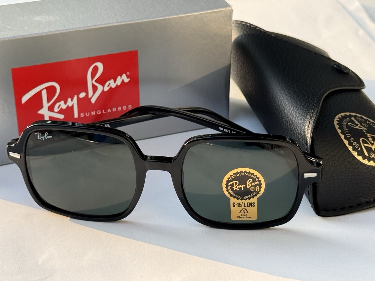 Ray-Ban Black RB1973 Square Sunglasses G-15 Green Lens 901/31 53-140 Ray-Ban Raimond L (56 - 18) with Green lenses and Black  main image 2